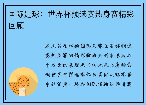 国际足球:世界杯预选赛热身赛精彩回顾